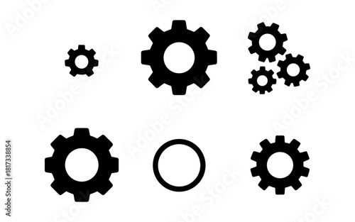 Silhouette gears and cogs set for mechanical and industrial design