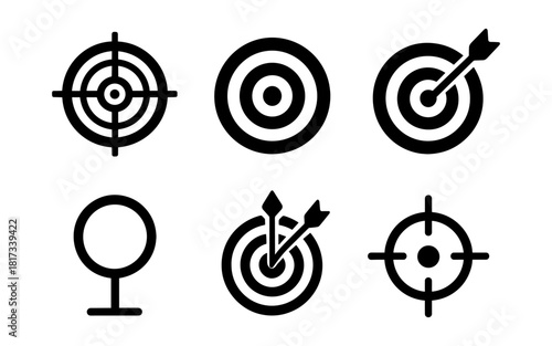 Collection of minimal target and bullseye icons for precision and accuracy