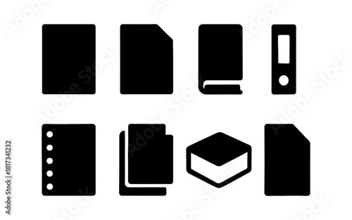 Silhouette icons of documents and folders for office organization