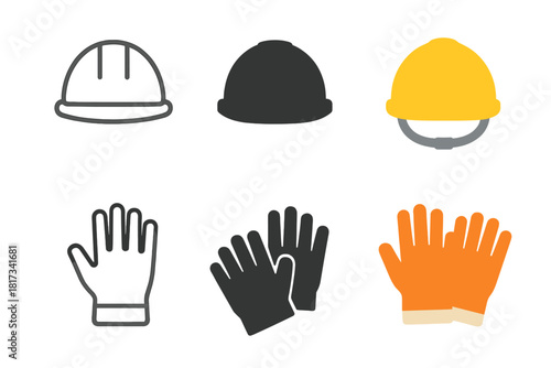 Minimalistic Safety Icons. Linear minimalistic helmet icon: construction helmet outline, uniform line thickness, no fill, Solid