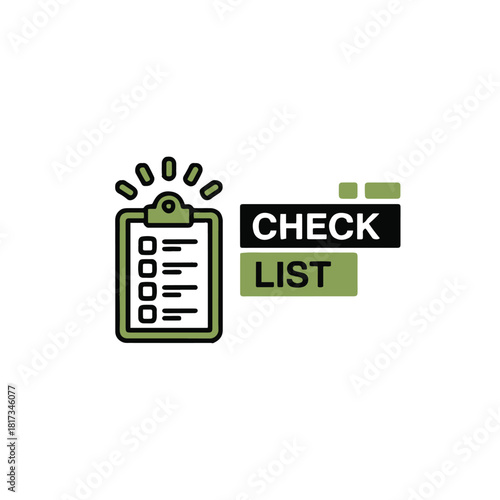A stylized checklist icon with completed items and the words check list in bold text next to it
