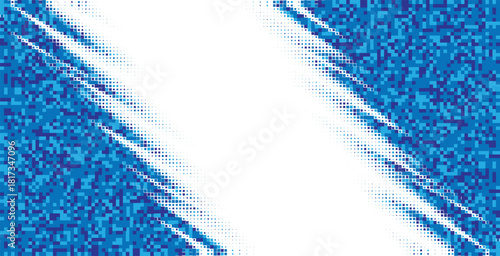 Blue Rough Halftone Border Vector for Sports Banner Designs, Energetic Event Posters, Dynamic Ad Backgrounds, High-Contrast Modern Graphics