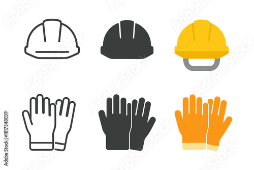 Minimalistic Safety Icons. Linear minimalistic helmet icon: construction helmet outline, uniform line thickness, no fill, Solid