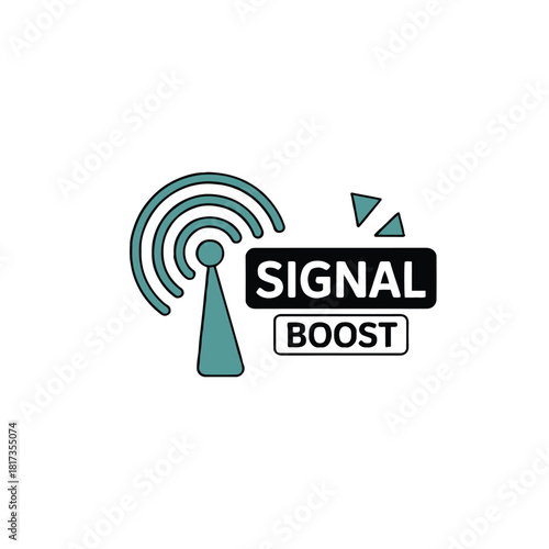 Illustration of signal boost logo with antenna and triangles on a white background design icon