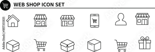 Hand drawn web shop and e commerce icon set