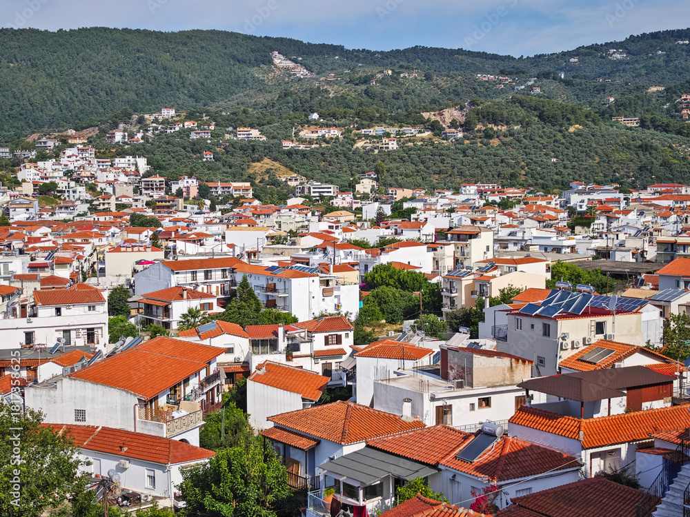 Obraz premium Panorama of The town of Skiathos, Sporades, Thessaly, Greece