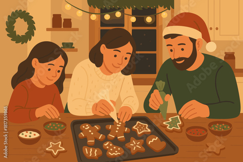 Lighting vector cookie gingerbread cookies sprinkles soft illustration warm decoration festive kitchen