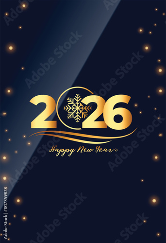 happy new year 2026 poster with glossy effect