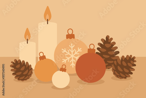 Ornaments festive vector palette pastel minimalist arranged warm illustration table arrangement expressing