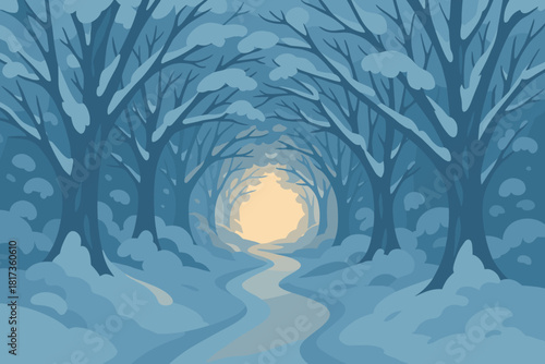 Beauty illustration glow peace soft frosty formed cold vector wonderland snow pathway