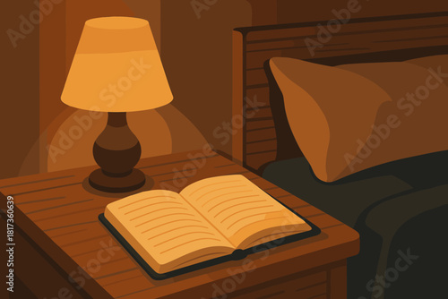 Illustration textures relaxation scene sleep vector lamp ambiance night atmosphere wooden open