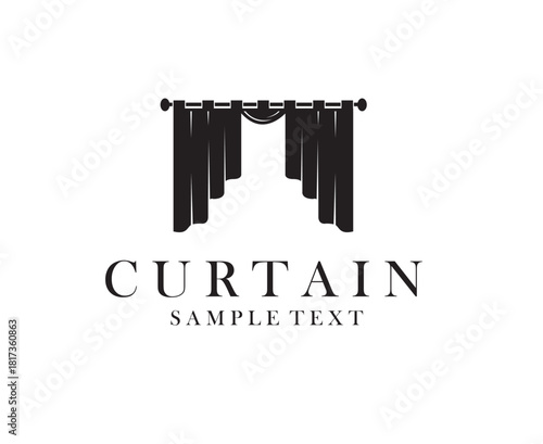black icon of theatrical scene with curtains isolated on white background
