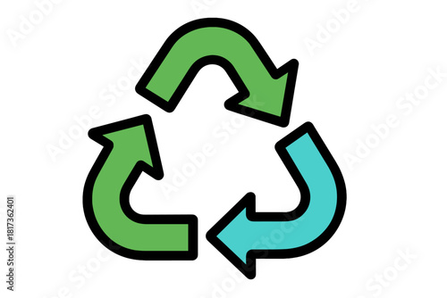 Universal recycling symbol icon for environmental conservation and material reuse