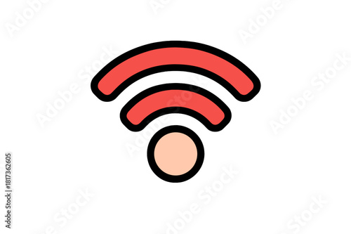 Colorful icon representing wireless network connection and digital communication signal strength