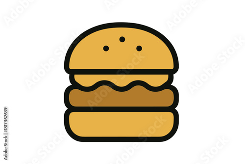 Classic cheeseburger with sesame seed bun, cheese, and meat patty layers