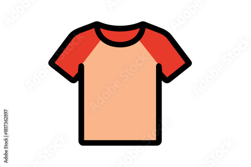 Minimalist short-sleeved t-shirt outline featuring contrasting raglan sleeves and crew neckline