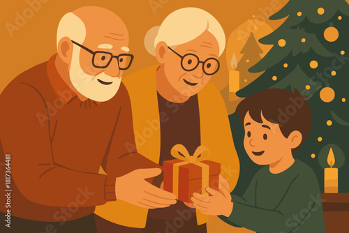 Filled small lights exchange gift illustration glowing candles heartfelt moment child vector