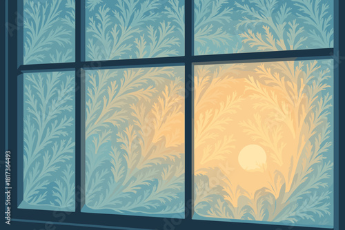 Covered warm streaming frosty morning vector calm sunlight glow light patterns captured