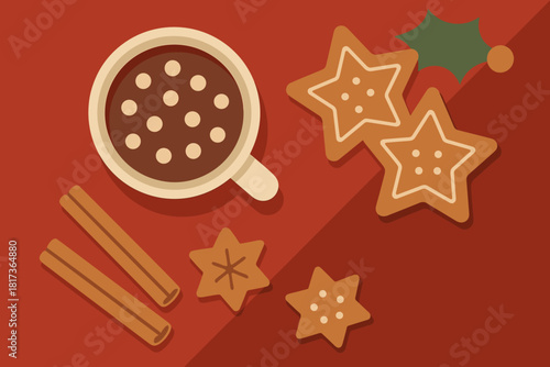 Festive kitchen top clean abstraction vector abstract cup tablecloth illustration cocoa minimal