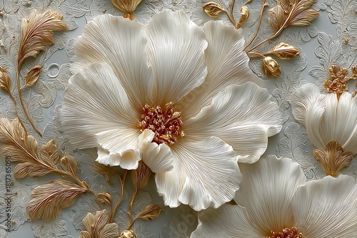 Elegant embossed floral wall art high resolution picture