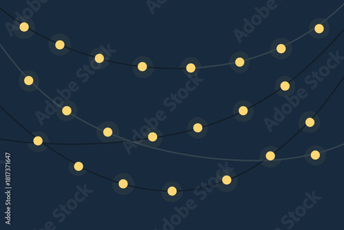 Glowing arranged lights illustration deep radiating vector festive string minimal navy