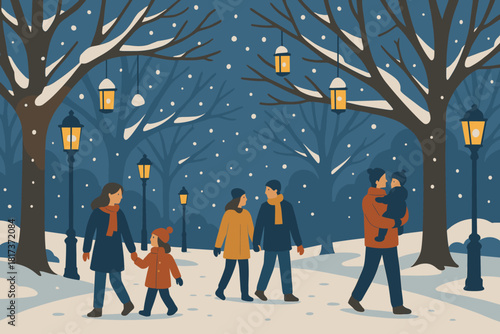 Bliss crisp vector winter happiness holiday park sense filled peace illustration snowy