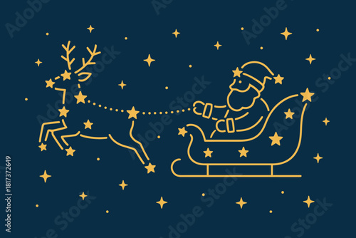 Illustration christmas stars s elegant vector minimal simplicity santa sleigh composition geometric