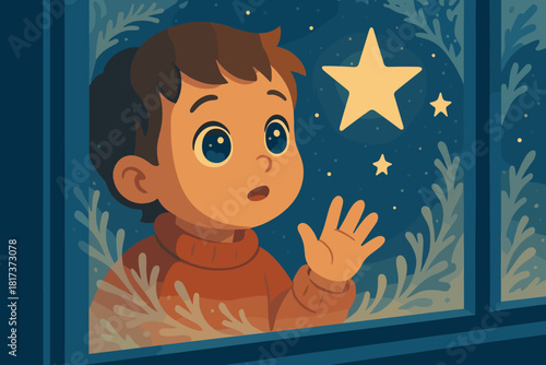 Eyes through wonder scene frosted eyed starry filled vector light window innocence