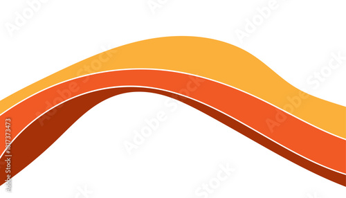 Curved orange wave bands flowing across white space in layered motion