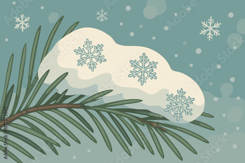 Snowfall cold peaceful resting air illustration background needles vector focus pine gentle