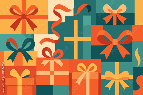 Illustration ribbons bows gift vector art composition emotion arranged take abstract simplicity
