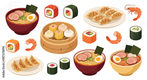 Delicious Variety of Asian Food Illustrations