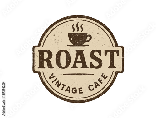 Vintage cafe coffee logo with rustic roast design and retro style