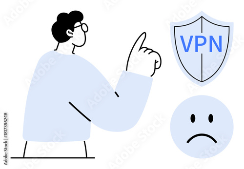 VPN concept. VPN focuses on internet privacy, online security, and safe browsing. VPN protects user data and prevents cyber threats. Great for cybersecurity, privacy tools, education, online safety