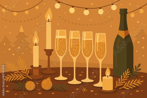 Mood garlands enhancing elegant illustration light cheerful glow candles vector table holiday