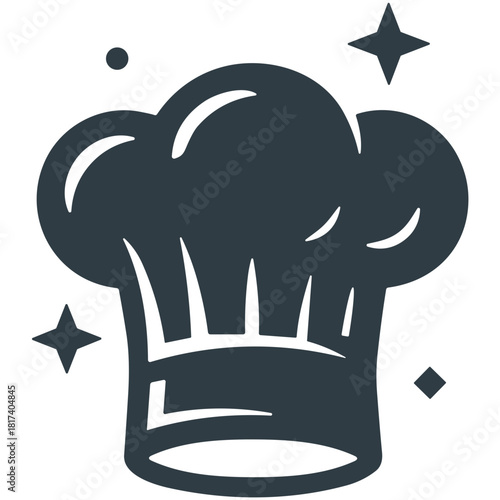 Chef Hat Icon with Sparkles - Professional Cooking & Culinary Vector
