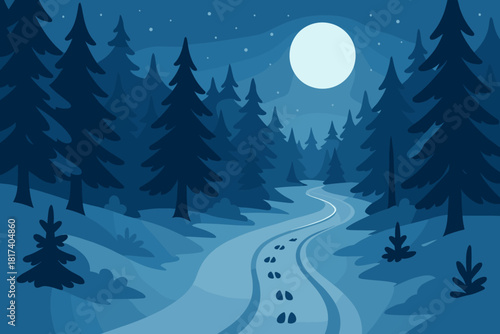 Quiet s footprints magic tracks sleigh illustration leading vector faintly santa passage