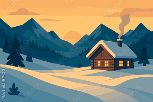 Year vector untouched signaling dawn sky illustration mountain faint first new glow