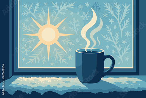 Frosted crystals comforting chill between illustration contrast winter vector captured warmth morning