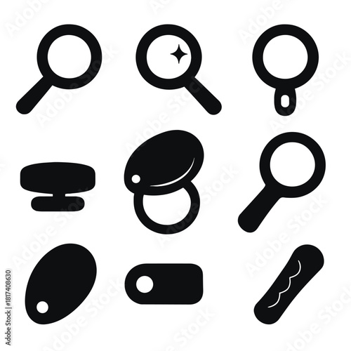 Magnifying glasses icons on dark background for design projects