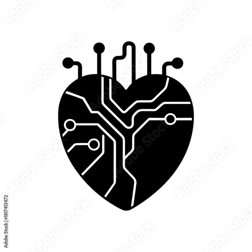 A detailed black silhouette of a majestic stag with large antlers standing proudly isolated on transparent background silhouette