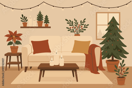 Joyful vector decor fairy blending illustration plants seasonal candles energy winter minimalism