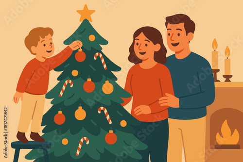 Baubles while vector decorating candles softly festive shiny decoration candy illustration evergreen