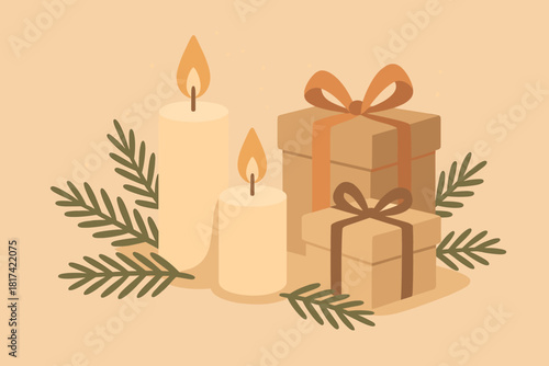 Still celebration gentle glowing holiday peace life warm symbolizing vector illustration wrapped