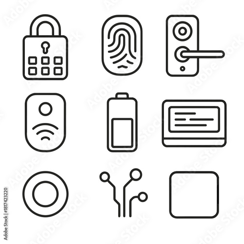 Icon set: modern security and technology symbols