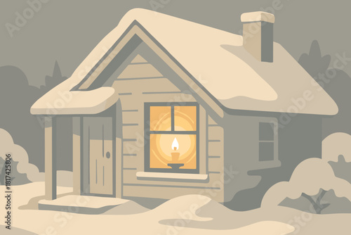 Glow vector ivory creating christmas from illustration gray porch window harmony cottage