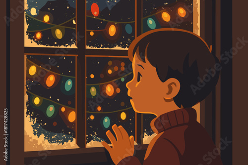 Glass child s christmas wonder glowing sense illustration vector out frosted blending