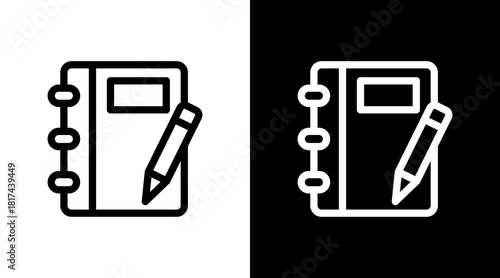 Notebook With Icon Set Design