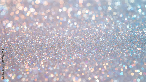 Sparkling Silver and Pastel Holographic Glitter Background with Soft Multi-Color Bokeh