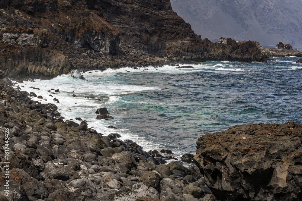 Obraz premium Scenic landscape of Charco Azul beach on El Hierro Island, Spain, Europe